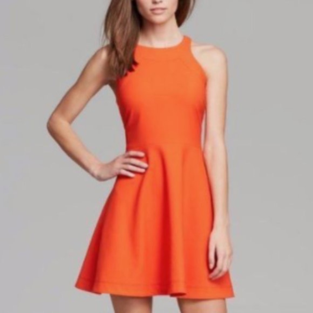 Elizabeth & James Orange Magdalena Skater Dress Size 2 Racerback Fit Flare